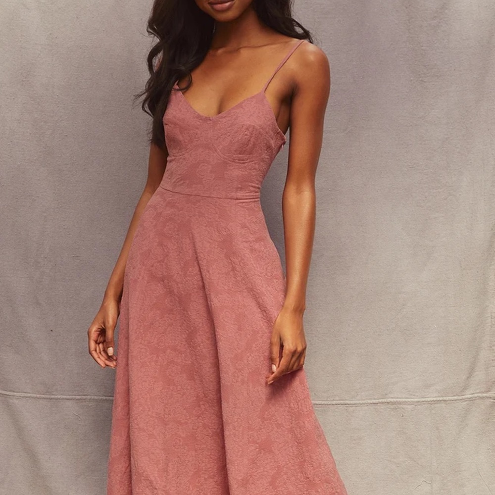 LULUS dusty rose/pink sleeves midi dress